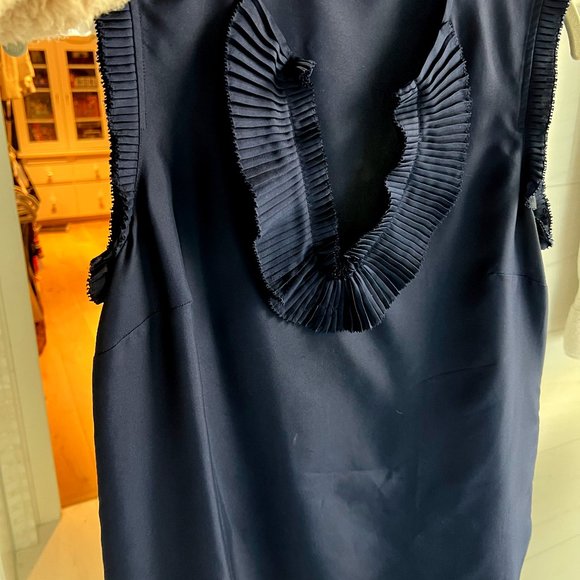 J. Crew Navy Ruffle Blouse - Picture 2 of 6